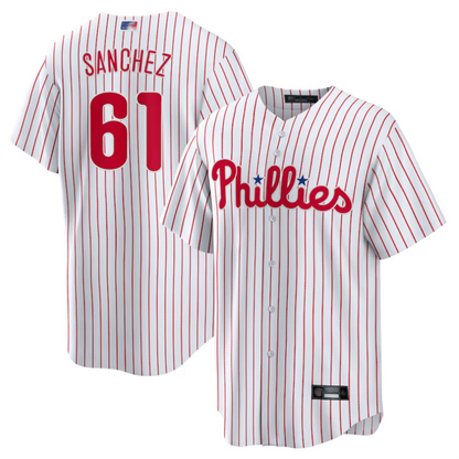 P.Phillies #61 Cristopher Sanchez Player White Home Replica Baseball Jerseys