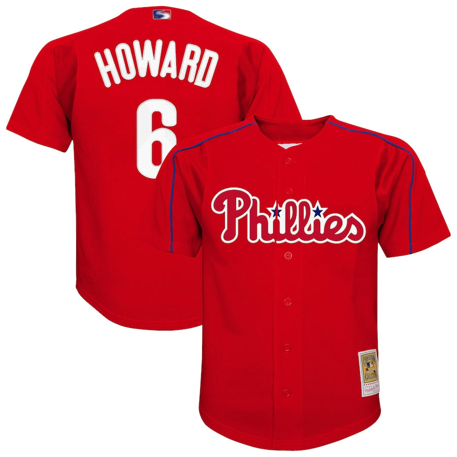 P.Phillies #6 Ryan Howard Player Mitchell & Ness Red Replica Baseball Jerseys
