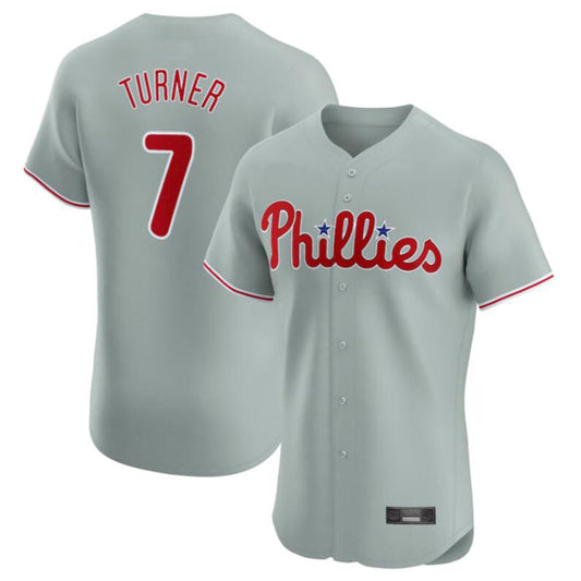 P.Phillies #7 Trea Turner Player Gray Road Elite Stitched Baseball Jerseys