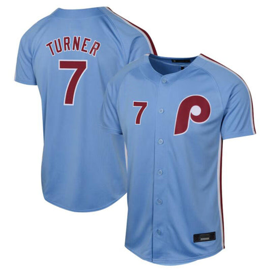P.Phillies #7 Trea Turner Player Light Blue Limited Stitched Baseball Jerseys