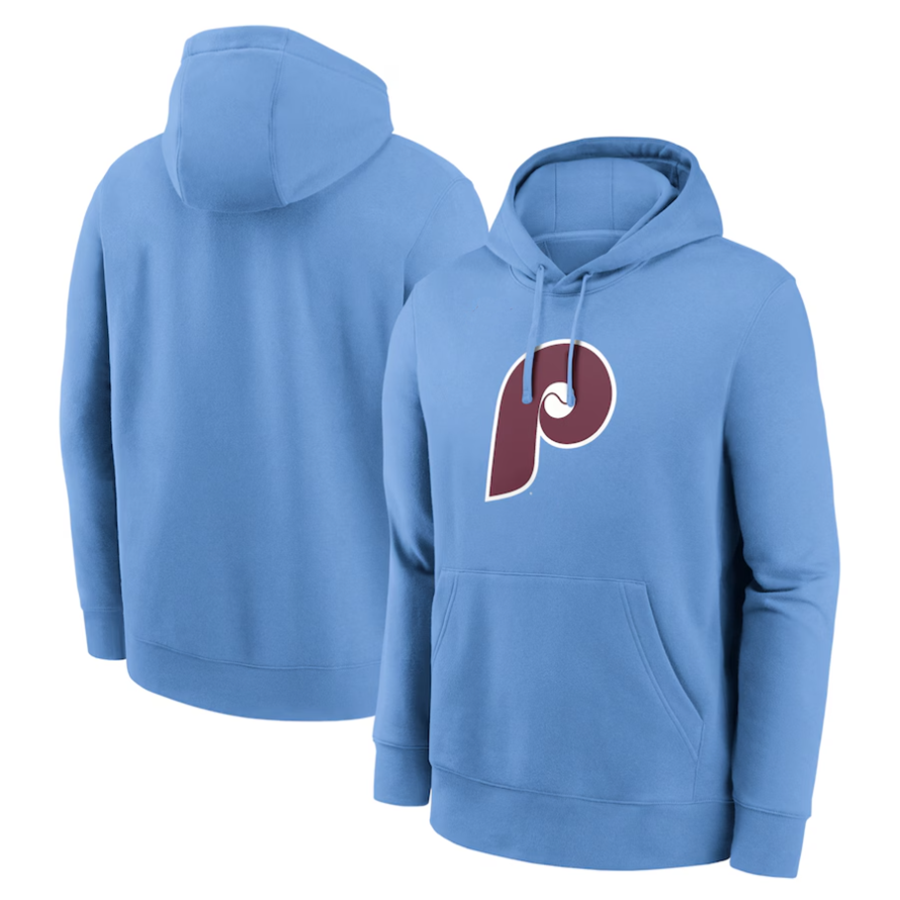 P.Phillies Player Light Blue Cooperstown Collection Logo Pullover Hoodie Baseball Jerseys