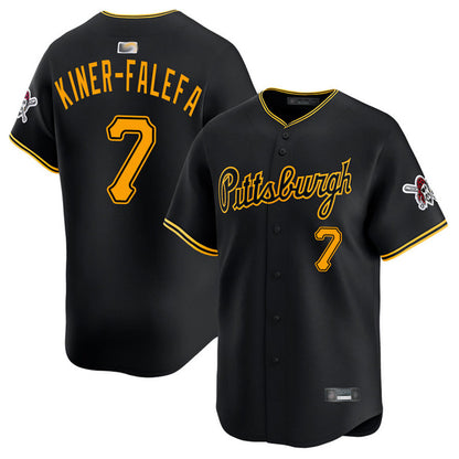 P.Pirates #7 Isiah Kiner-Falefa Player Black Home Limited Baseball Jerseys