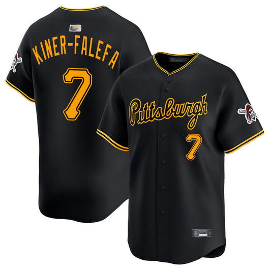 P.Pirates #7 Isiah Kiner-Falefa Player Black Home Limited Baseball Jerseys