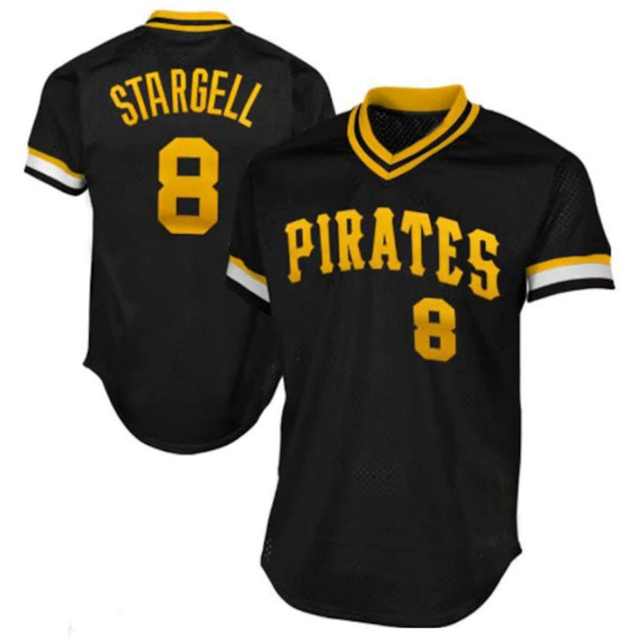 P.Pirates #8 Willie Stargell Player Mitchell & Ness 1982 Authentic Cooperstown Collection Mesh Batting Practice Black Baseball Jerseys