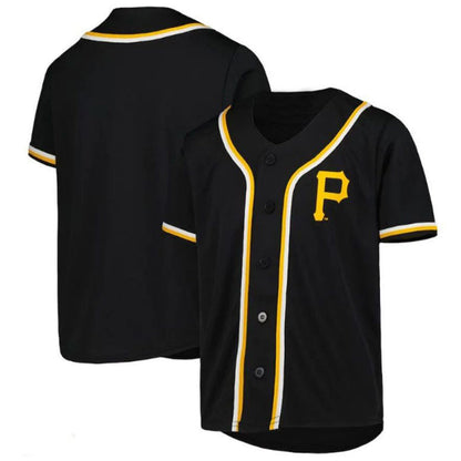 P.Pirates Blank Player Black Full-Button Replica Baseball Jerseys