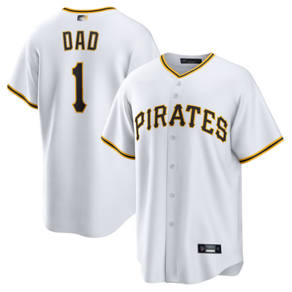 P.Pirates White #1 Dad Player Home Replica Baseball Jerseys