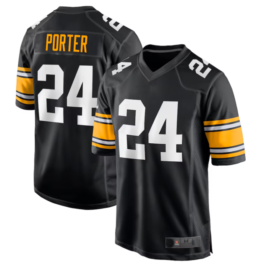 #24 Joey Porter Jr. Player P.Steelers Black Alternate Game Football Jerseys