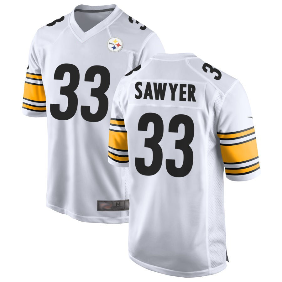 P.Steelers #33 Jack Sawyer Player White Home Game Football Jerseys