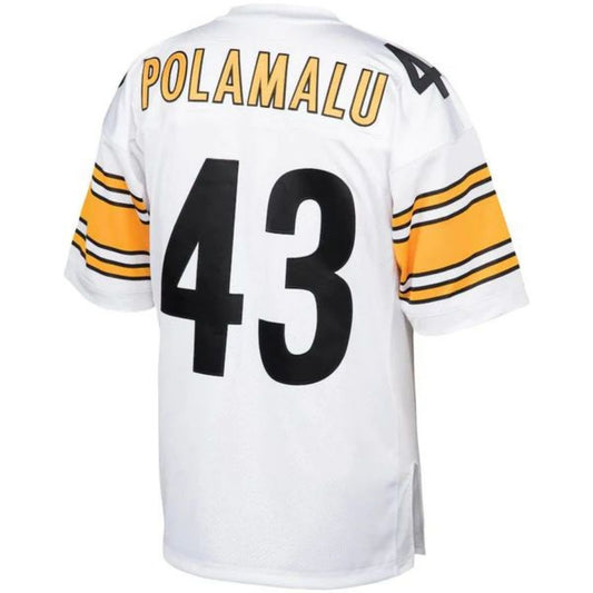 P.Steelers #43 Troy Polamalu Mitchell & Ness White 2005 Authentic Throwback Retired Player Football Jerseys