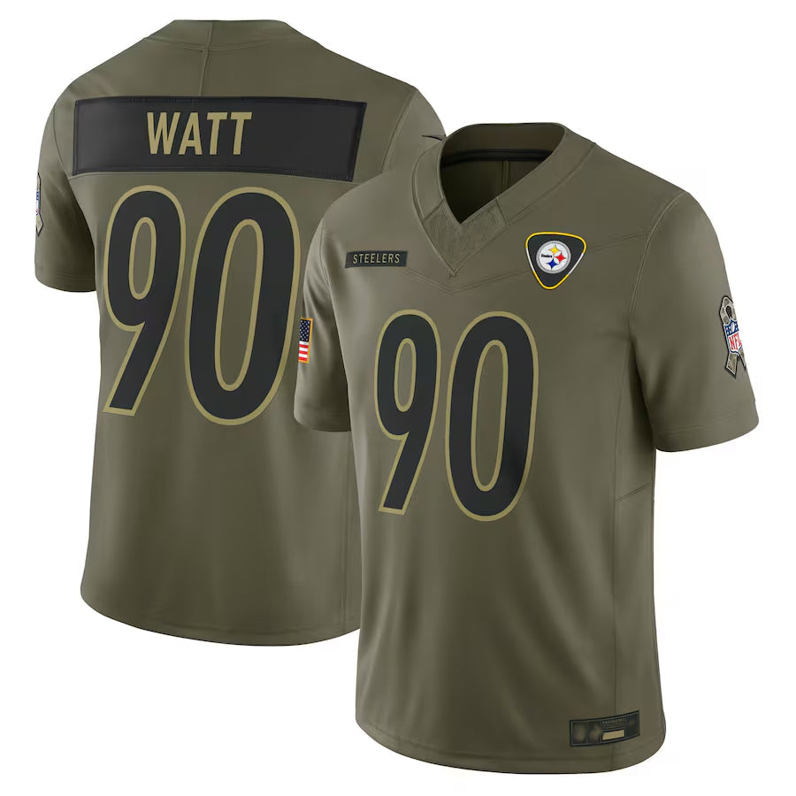 P.Steelers #90 T.J. Watt Player Olive Salute to Service Limited Football Jerseys