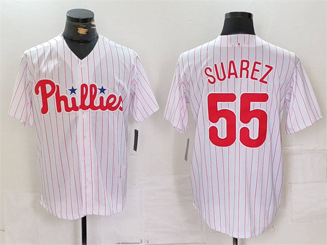 P.Phillies #55 Ranger Su¡§¡érez Player Game Jersey White Cool Base Stitched Baseball Jerseys