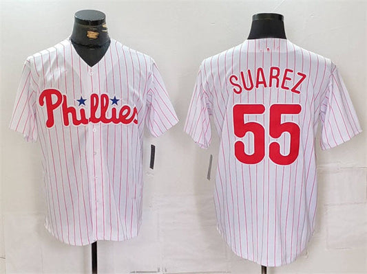 P.Phillies #55 Ranger Su¡§¡érez Player Game Jersey White Cool Base Stitched Baseball Jerseys