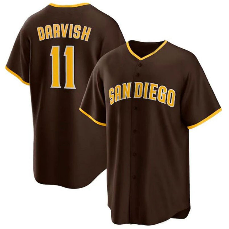S.Diego Padres #11 Yu Darvish Player Replica Brown Baseball Jerseys