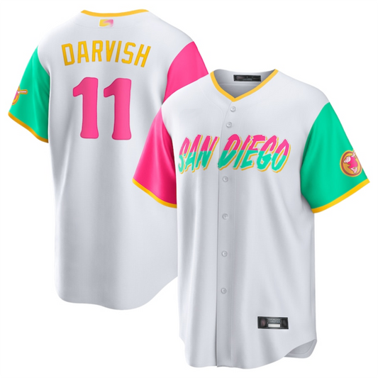 S.Diego Padres #11 Yu Darvish Player White City Connect Replica Baseball Jerseys