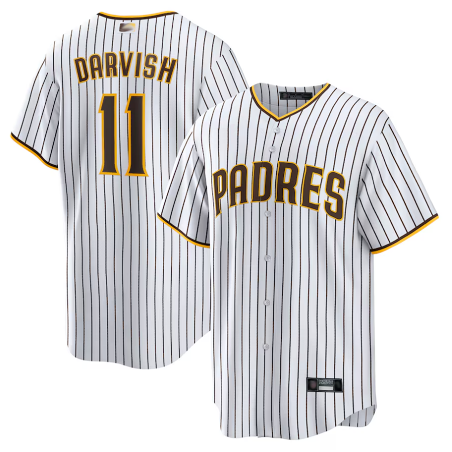 S.Diego Padres #11 Yu Darvish Player White Home Replica Baseball Jerseys