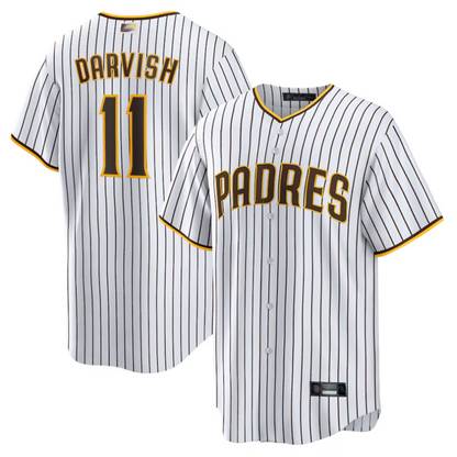 S.Diego Padres #11 Yu Darvish Player White Home Replica Baseball Jerseys