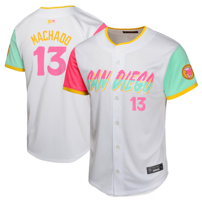 S.Diego Padres #13 Manny Machado Player White City Connect Limited Baseball Jerseys