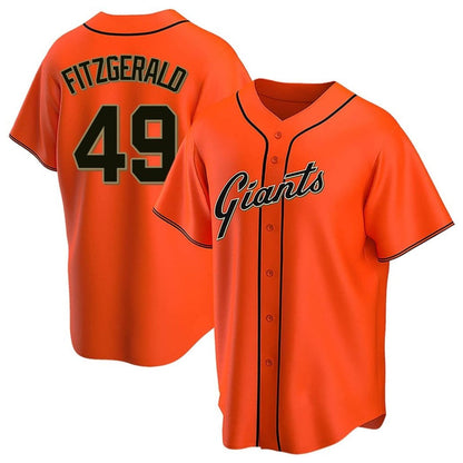 S.Francisco Giants #49 Tyler Fitzgerald Player Orange Replica Baseball Jerseys