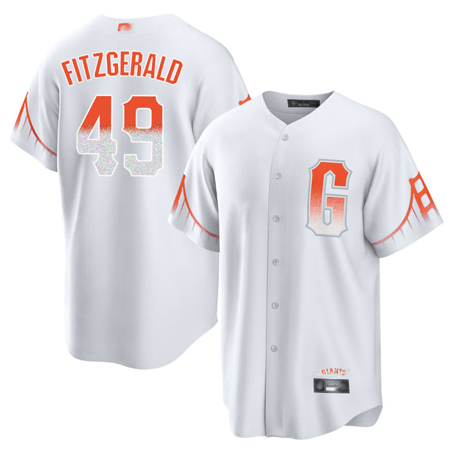 S.Francisco Giants #49 Tyler Fitzgerald Player White City Connect Baseball Jerseys
