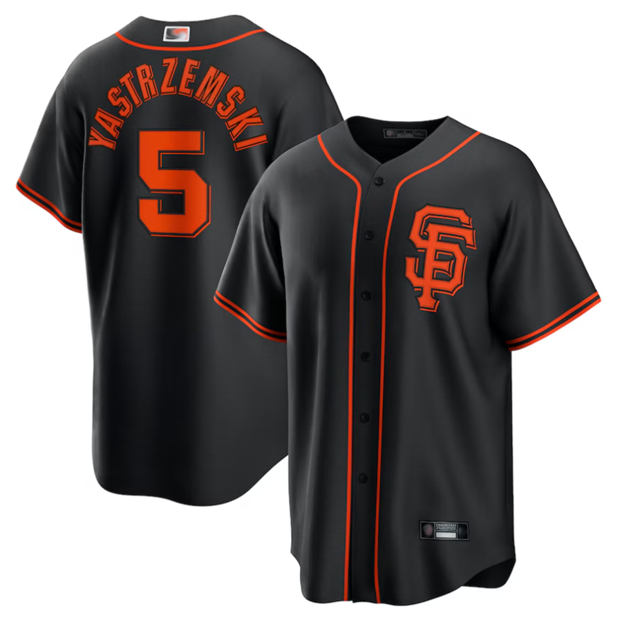 S.Francisco Giants #5 Mike Yastrzemski Player Black Replica Baseball Jerseys