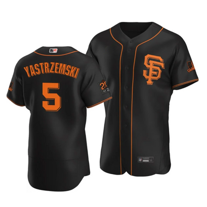S.Francisco Giants #5 Mike Yastrzemski Player Black Replica Elite Baseball Jerseys