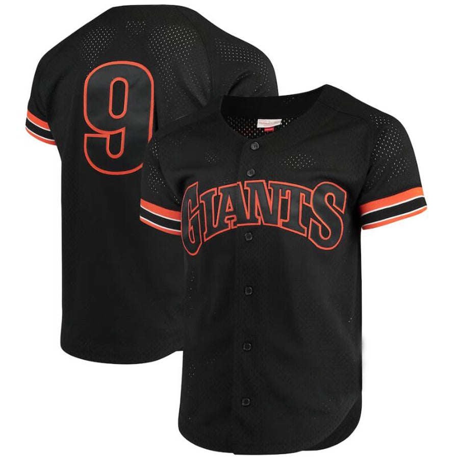 S.Francisco Giants #9 Matt Williams Player Mitchell & Ness Black Cooperstown Collection Mesh Batting Practice Button-Up Baseball Jerseys