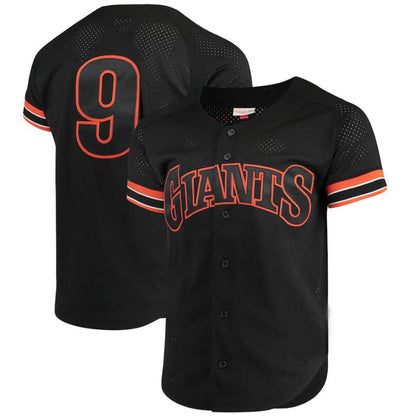 S.Francisco Giants #9 Matt Williams Player Mitchell & Ness Black Cooperstown Collection Mesh Batting Practice Button-Up Baseball Jerseys