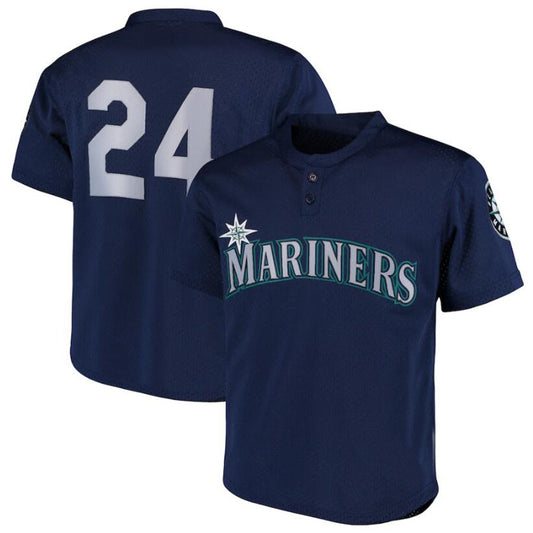 S.Mariners #24 Ken Griffey Jr. Player Navy Cooperstown Collection Mesh Batting Practice Baseball Jerseys