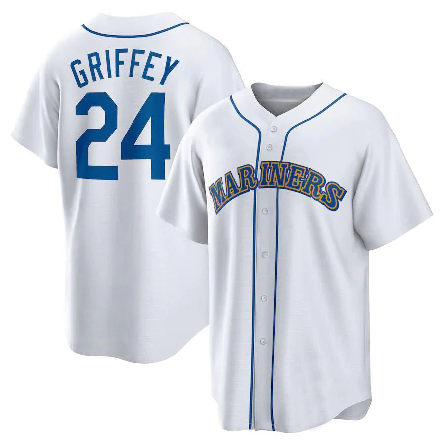 S.Mariners #24 Ken Griffey Jr. Player White Home Cooperstown Collection Baseball Jerseys
