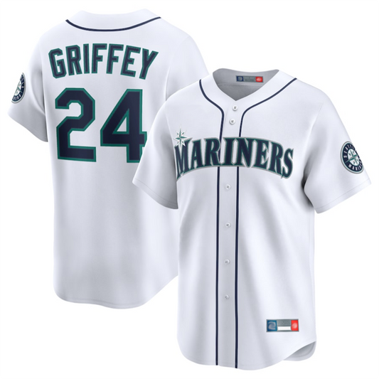 S.Mariners #24 Ken Griffey Jr. Player White Throwback Cooperstown Limited Baseball Jerseys