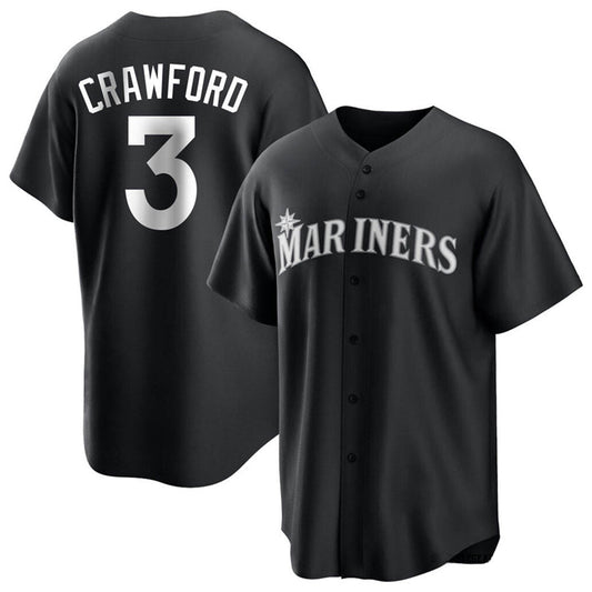 S.Mariners #3 J.P. Crawford Player Black Home Replica Baseball Jerseys