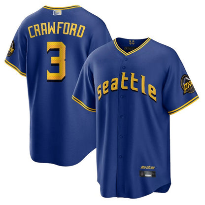 S.Mariners #3 J.P. Crawford Player Royal Blue City Connect Limited Baseball Jerseys