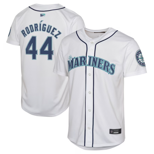 S.Mariners #44 Julio Rodr¡§aguez Player White Home Limited Baseball Jerseys