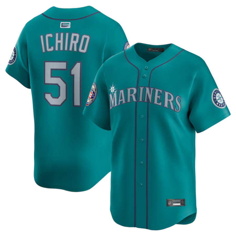 S.Mariners #51 Ichiro Suzuki Player Aqua National Baseball Hall of Fame Limited Baseball Jerseys