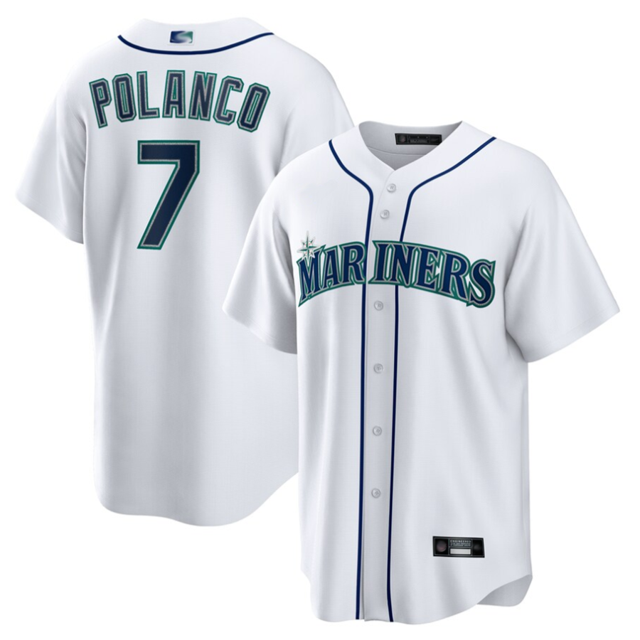 S.Mariners #7 Jorge Polanco Player White Home Replica Baseball Jerseys