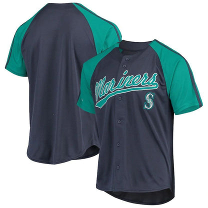 S.Mariners Blank Player Stitches Navy Button-Down Replica Baseball Jerseys