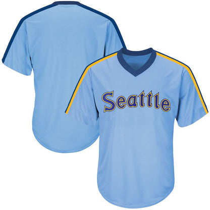 S.Mariners Majestic Blank Player Light Blue Cooperstown Cool Base Replica Baseball Jerseys