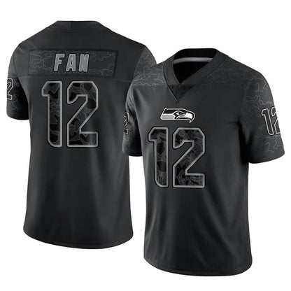 S.Seahawks #12 12s FAN Player Black RFLCTV Limited Football Jerseys