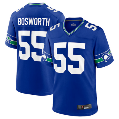 #55 Brian Bosworth Player S.Seahawks Royal Game Football Jerseys