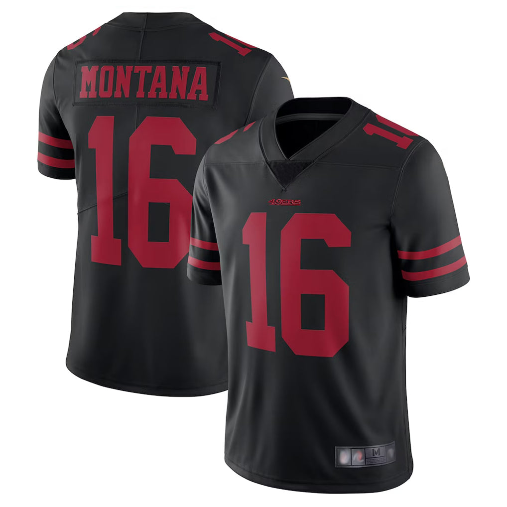 SF.49ers #16 Joe Montana Player Black Vapor Untouchable Limited Throwback Football Jerseys