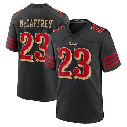 SF.49ers #23 Christian McCaffrey Player Rivalries Collection Black Game Football Jerseys