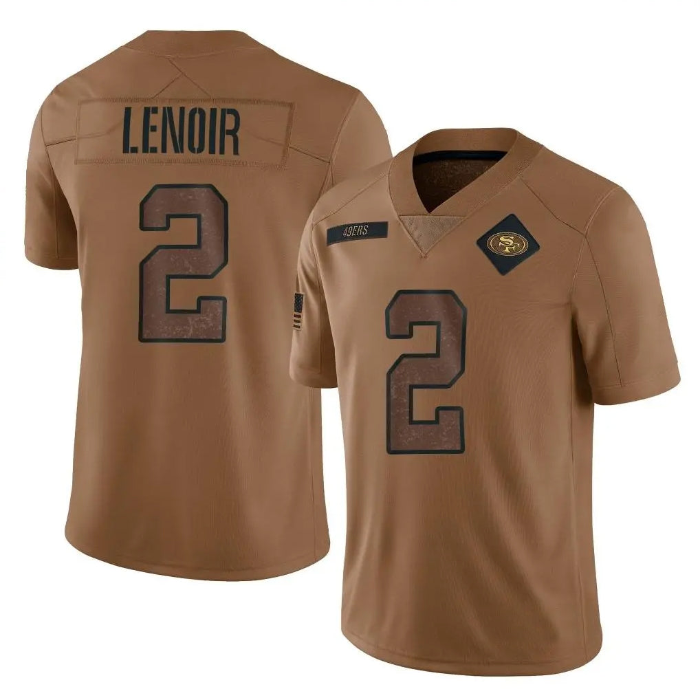 SF.49ers #2 Deommodore Lenoir Player Brown Salute To Service Limited Football Jerseys