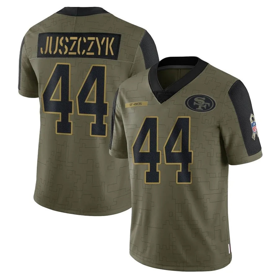 SF.49ers #44 Kyle Juszczyk Player Salute To Service Limited Olive Football Jerseys
