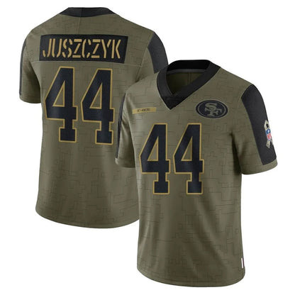 SF.49ers #44 Kyle Juszczyk Player Salute To Service Limited Olive Football Jerseys