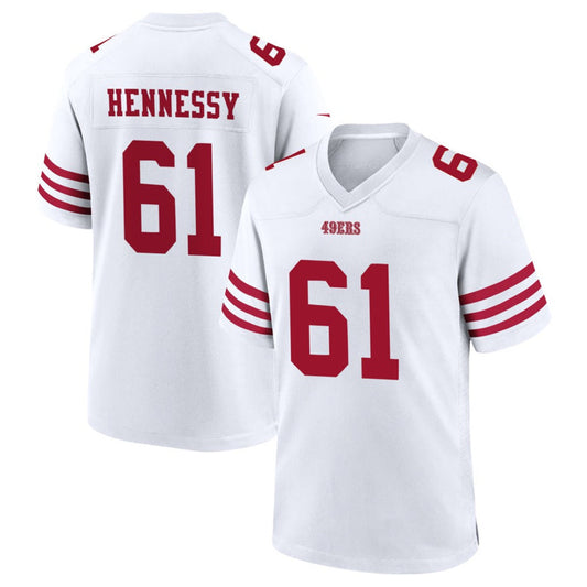 SF.49ers #61 Matt Hennessy Player White Home Game Football Jerseys