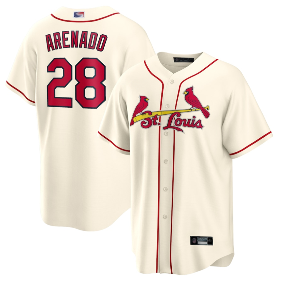 St.Louis Cardinals #28 Nolan Arenado Player Cream Replica Baseball Jerseys
