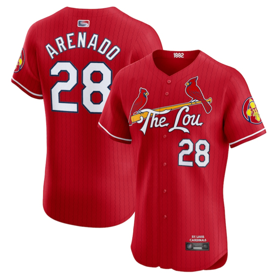 St.Louis Cardinals #28 Nolan Arenado Player Red City Connect Elite Baseball Jerseys