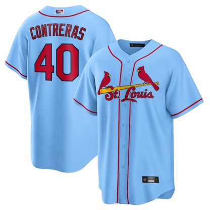 St.Louis Cardinals #40 Willson Contreras Player Light Blue Replica Baseball Jerseys