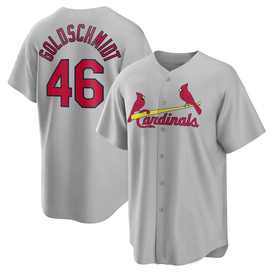 St.Louis Cardinals #46 Paul Goldschmidt Player Gray Road Replica Baseball Jerseys