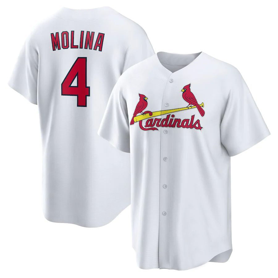 St.Louis Cardinals #4 Yadier Molina Player White Home Replica Baseball Jerseys